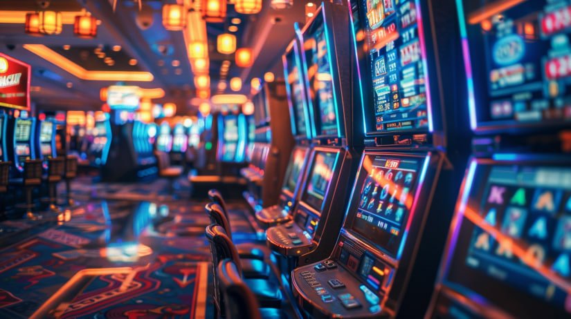 Antarmuka pengaturan taruhan dan kontrol permainan Treasures Aztec